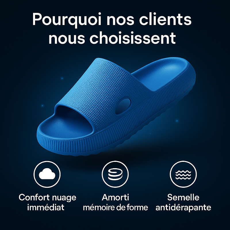Claquettes Anti-douleurs Femme Homme - Pantoufles à Mémoire de Forme
