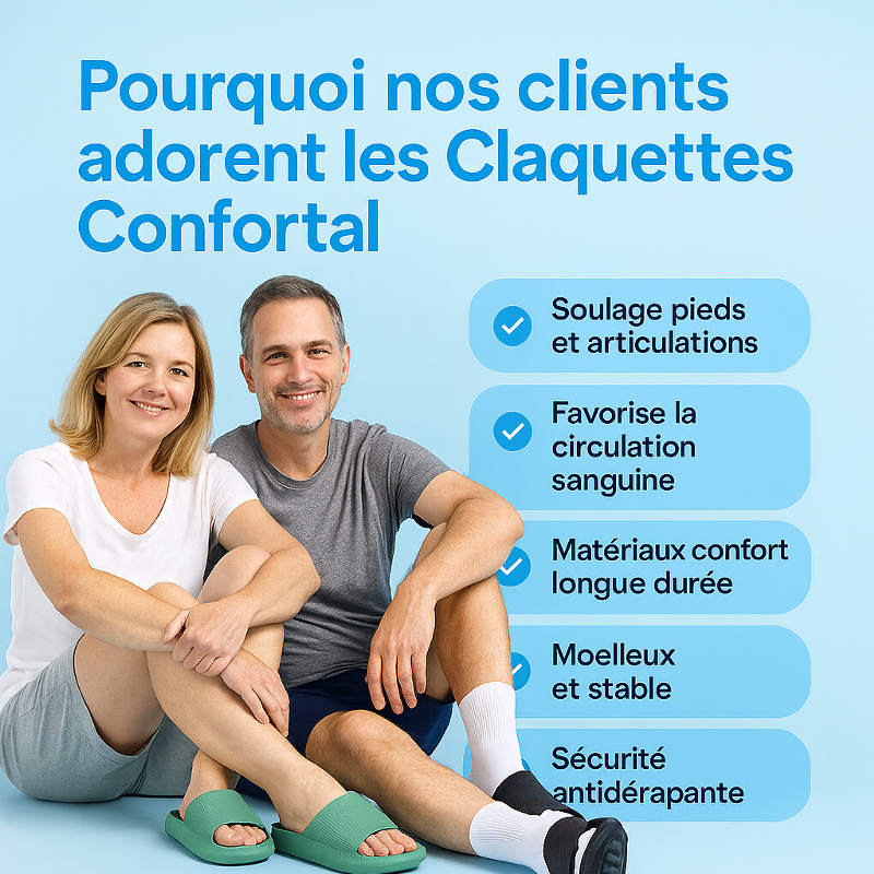 Claquettes Anti-douleurs Femme Homme - Pantoufles à Mémoire de Forme